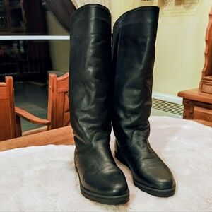 Vintage College Shearling Black Leather Boots